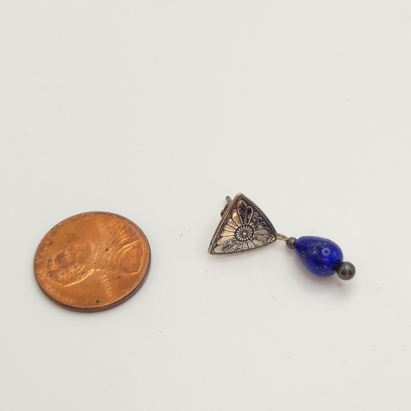 Vintage Southwester Sterling Silver Lapis Lazuli Drop Post Earrings - Picture 9 of 9